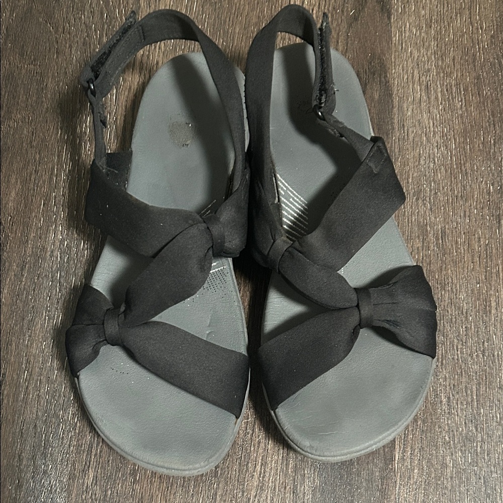 Clarks Black Women's Sandals with Bow Detail